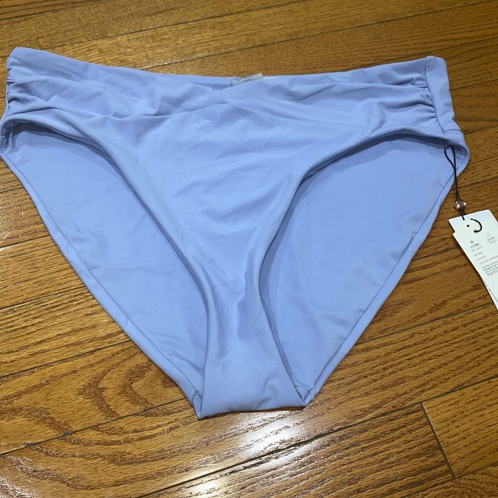 Calia Bikini Bottoms Swim Mid Rise‎ High Leg XL V FRONT Peri Dusk
